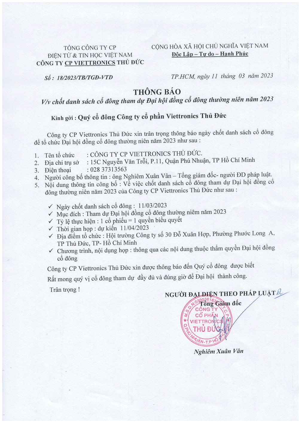 thong bao chot ds co dong